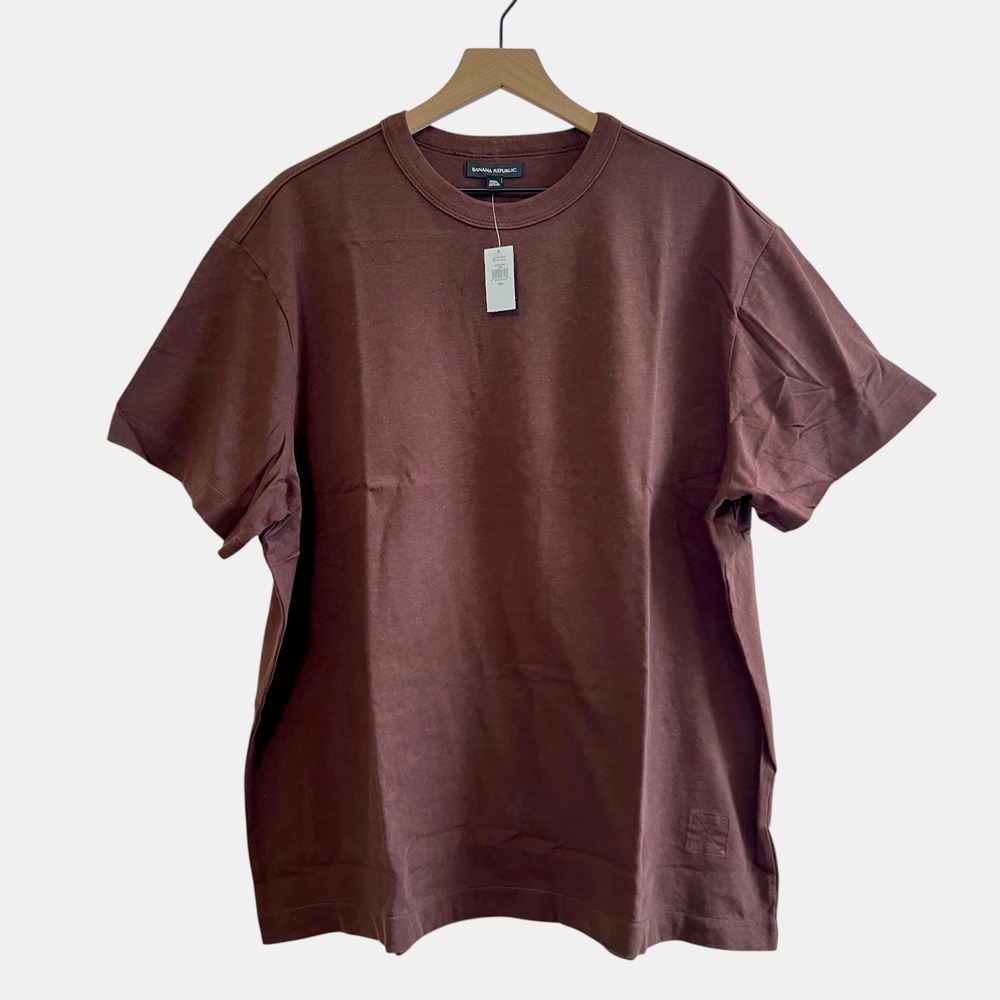 Banana Republic Men Heavyweight Cotton XXL Crewneck Shirt Brown Relaxed Fit NWT